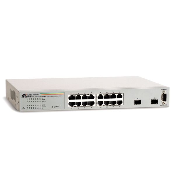 Switch Allied Telesis AT-GS950/16 cu management fara PoE 16x1000Mbps-RJ45 + 2SFP