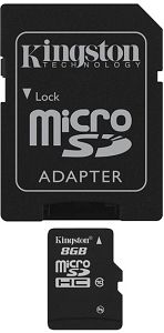 Card de Memorie Kingston microSDHC 8GB Clasa 10 + Adaptor