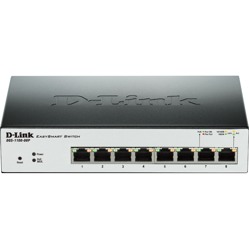 Switch D-Link DGS-1100-08P cu management cu PoE 8x1000Mbps-RJ45 (PoE) + 2xSFP