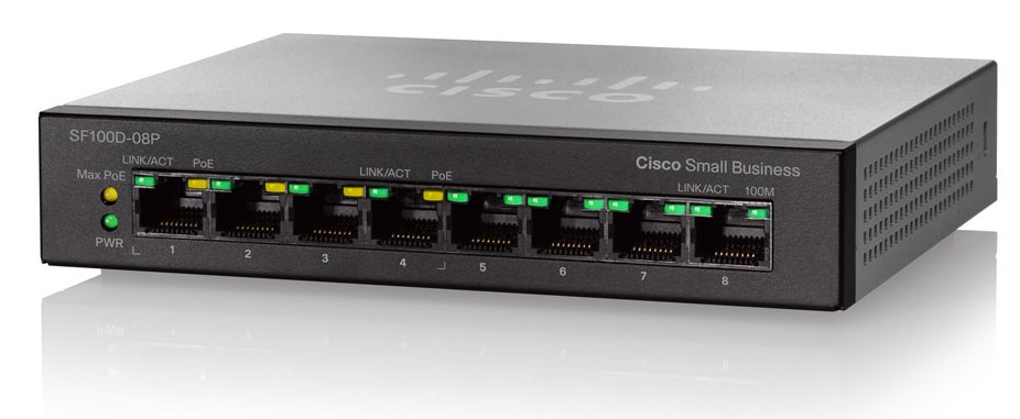 Switch Cisco SF110D-08HP fara management cu PoE 8x100Mbps-RJ45 (4xPoE)