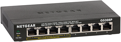 Switch Netgear GS308P fara management cu PoE 8x1000Mbps-RJ45 (4xPoE)