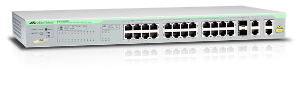 Switch Allied Telesis AT-FS750/28PS cu management cu PoE 24x100Mbps-RJ45 (PoE+) + 2x1000Mbps-RJ45 (sau 2xFP)