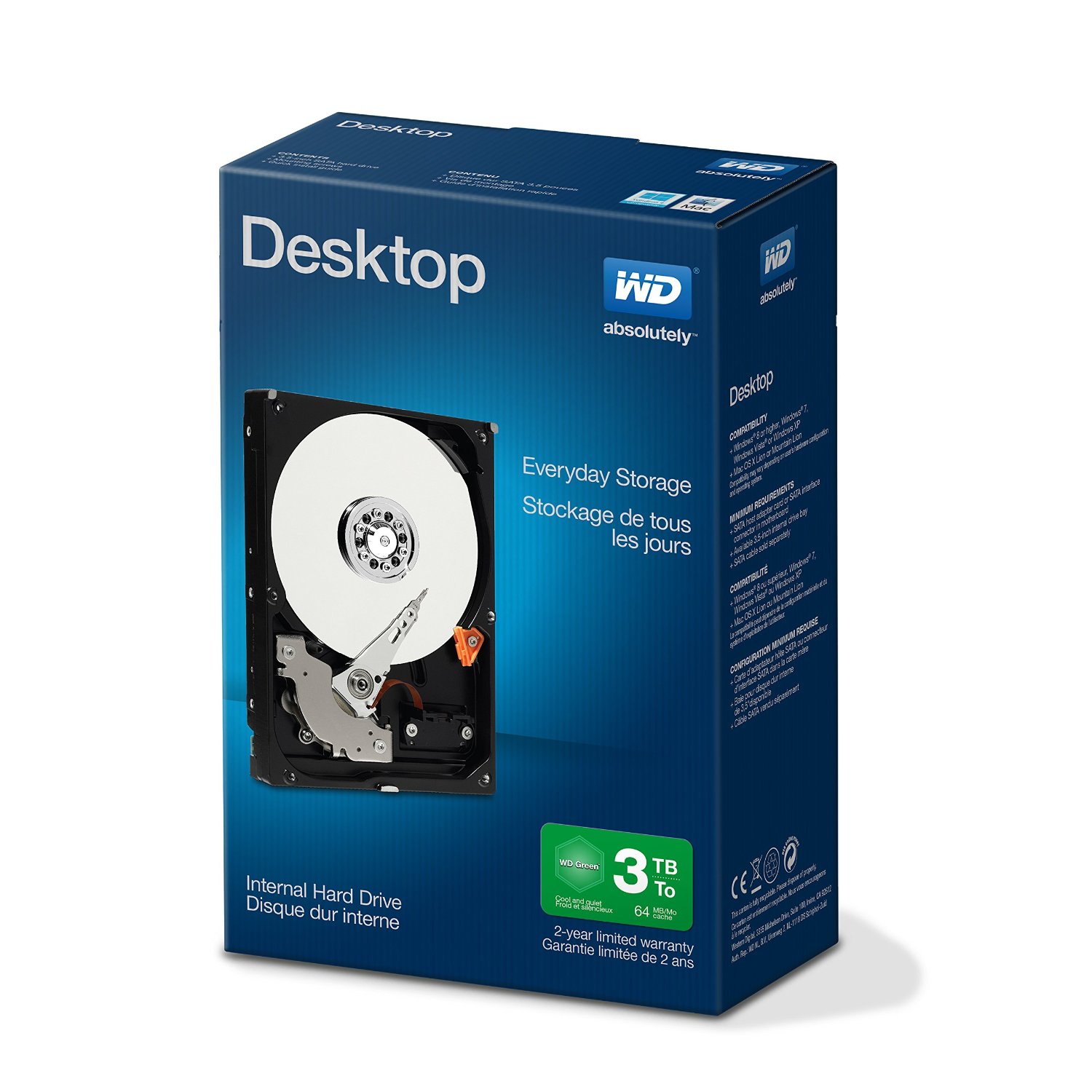 Hard Disk Desktop Western Digital Everyday 3TB 64MB 3.5