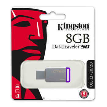 Flash Drive Kingston 8GB USB 3.0 DataTraveler 50 (Metal/Purple)