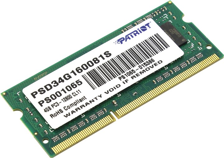 Memorie Notebook Patriot Signature 4GB DDR3 1600MHz 1 Rank Double Sided 1.5V