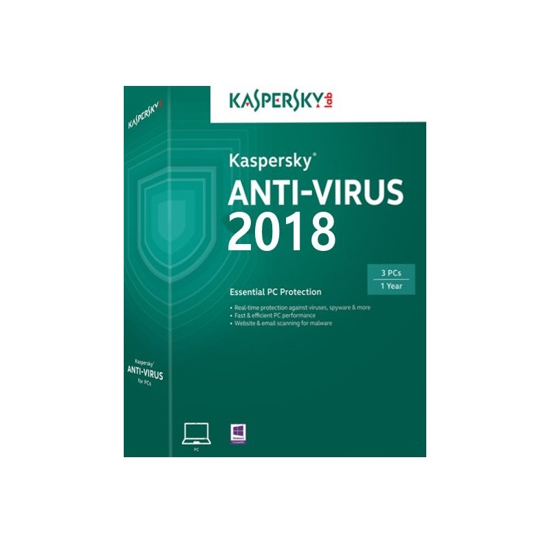 Kaspersky Antivirus 2018 3 PC 1 an Renew