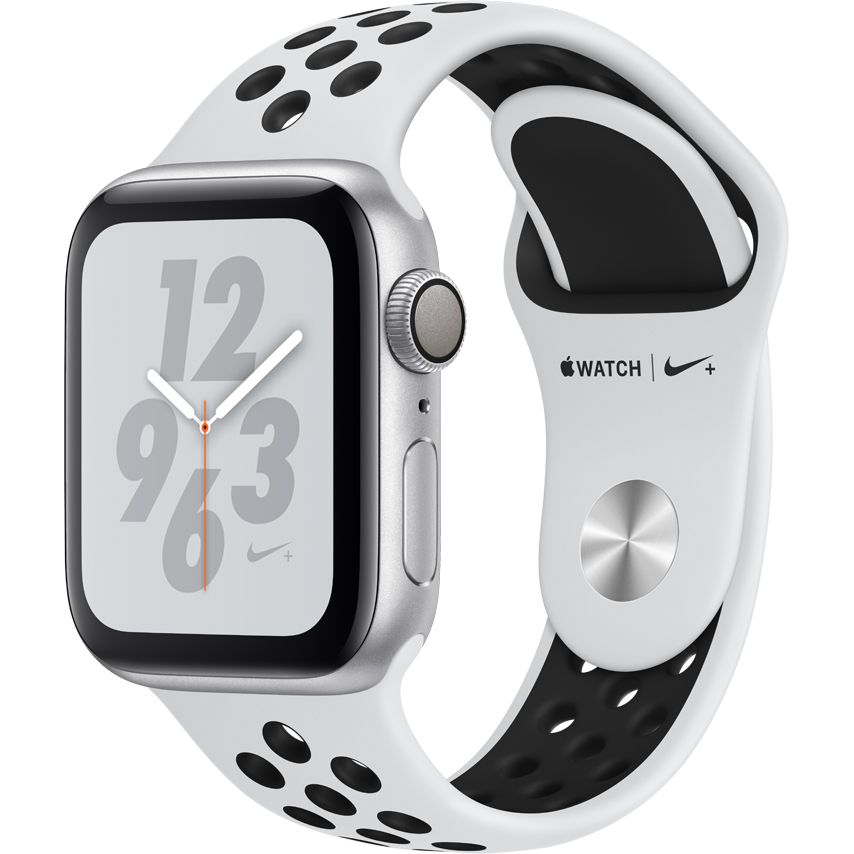 Smartwatch Apple Watch Nike+ Series 4 GPS 40mm Carcasa Silver Aluminium Bratara Pure Platinum/Black Nike Sport Band