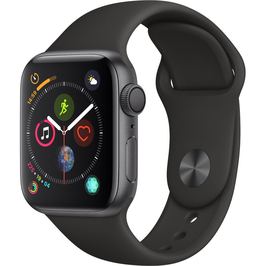 Smartwatch Apple Watch Series 4 GPS 44mm Carcasa Space Grey Aluminium Bratara Black Sport Band