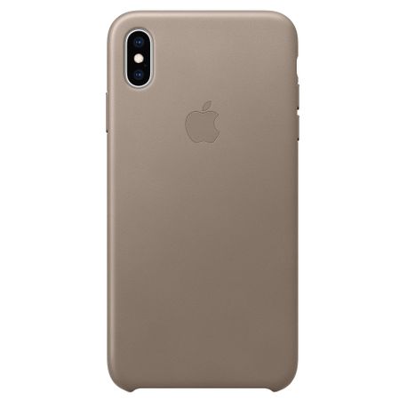 Capac protectie spate Apple Leather Case pentru iPhone XS Max Taupe