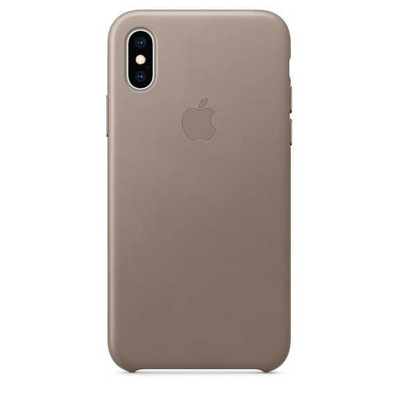 Capac protectie spate Apple Leather Case pentru iPhone XS Taupe