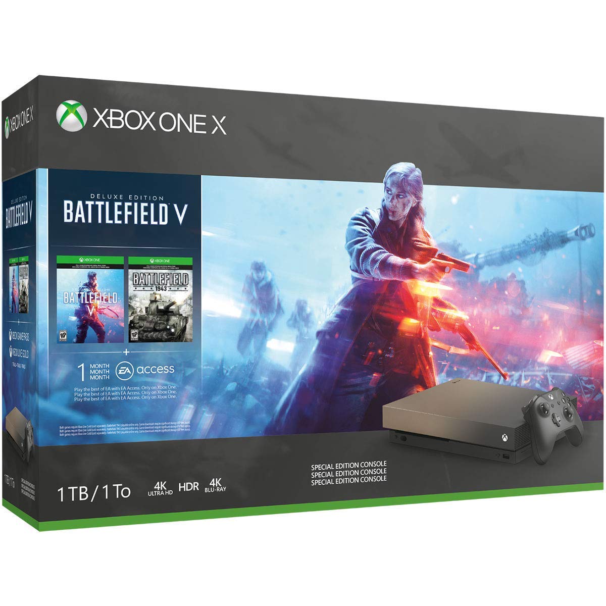Consola Microsoft Xbox One X 1TB + Battlefield V Gold Rush Special Edition