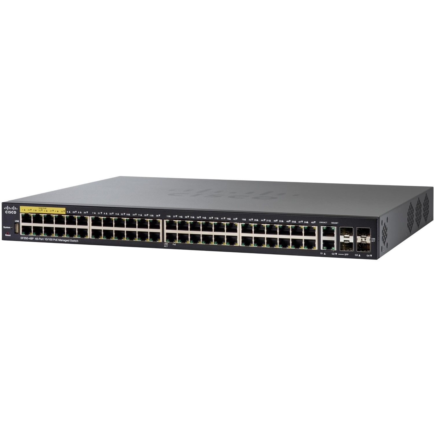 Switch Cisco SF350-48MP-K9 cu PoE 48x100Mbps-RJ45 + 2xSFP