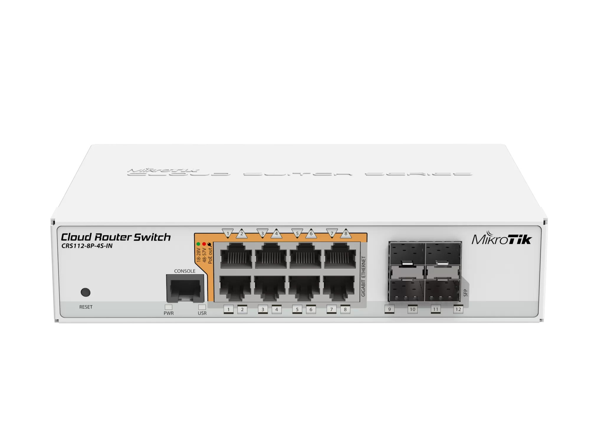 Switch Mikrotik Cloud Router CRS112-8P-4S-IN cu management cu PoE 8x1000Mbps-RJ45 + 4xSFP