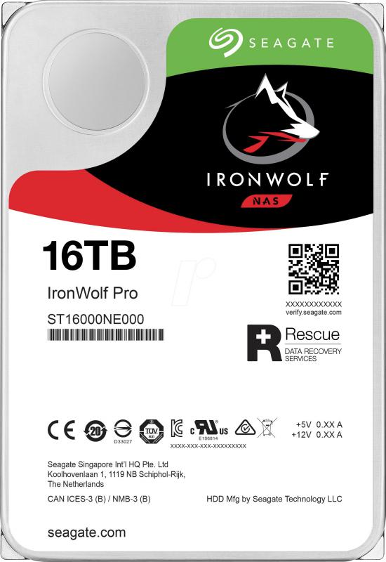 Hard Disk Desktop Seagate IronWolf Pro ST16000NE000 16TB 7200RPM SATA III