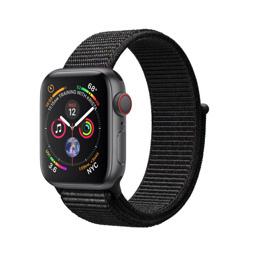 Smartwatch Apple Watch Series 4 GPS + Cellular 40mm 4G Carcasa Space Grey Aluminium Bratara Black Sport Loop