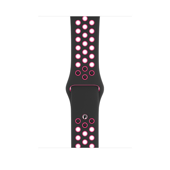 Curea Smartwatch Apple pentru Apple Watch 44mm Black/Pink Blast Nike Sport Band - S/M & M/L