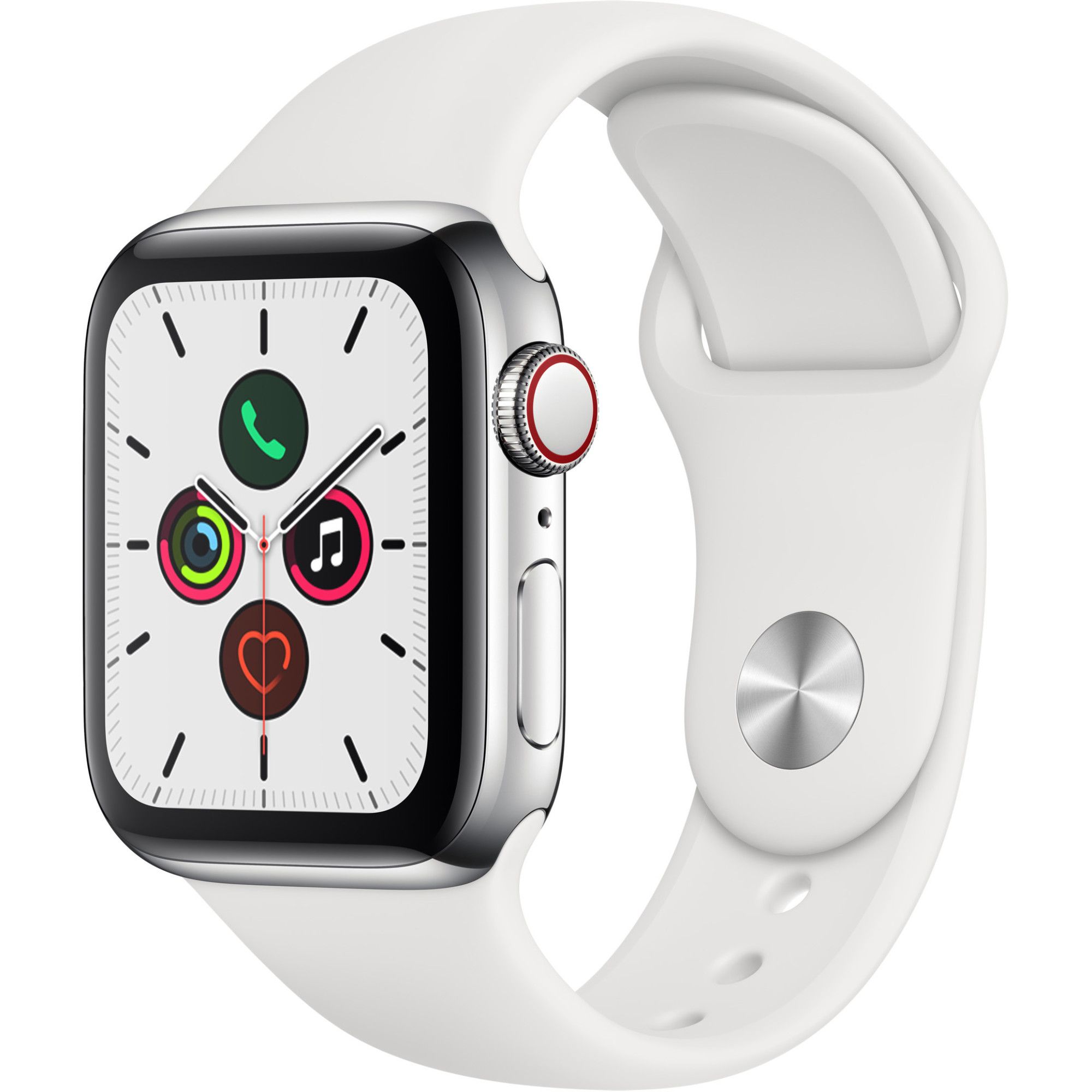 Smartwatch Apple Watch Series 5 GPS + Cellular 40mm 4G Carcasa Stainless Steel Bratara Sport White - S/M & M/L