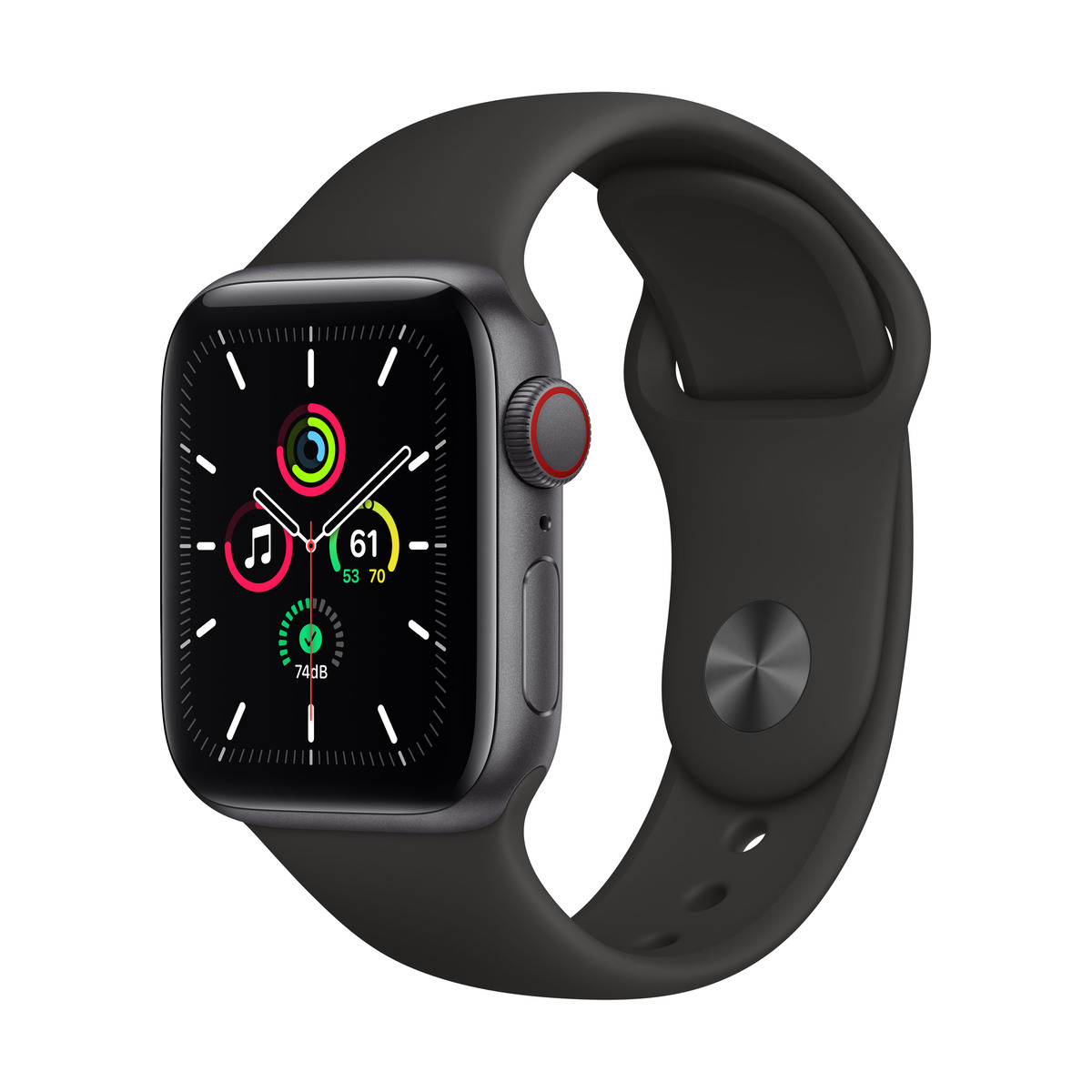 Smartwatch apple watch se gps + cellular 40mm 4g carcasa space gray aluminium bratara black sport band