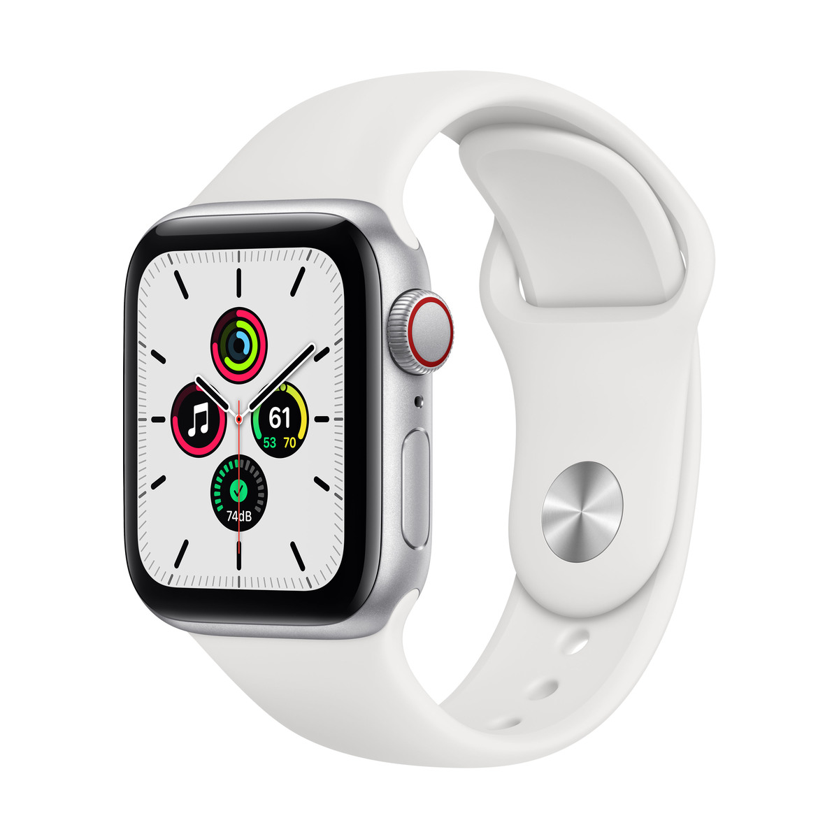 Smartwatch apple watch se gps + cellular 40mm 4g carcasa silver aluminium bratara white sport band