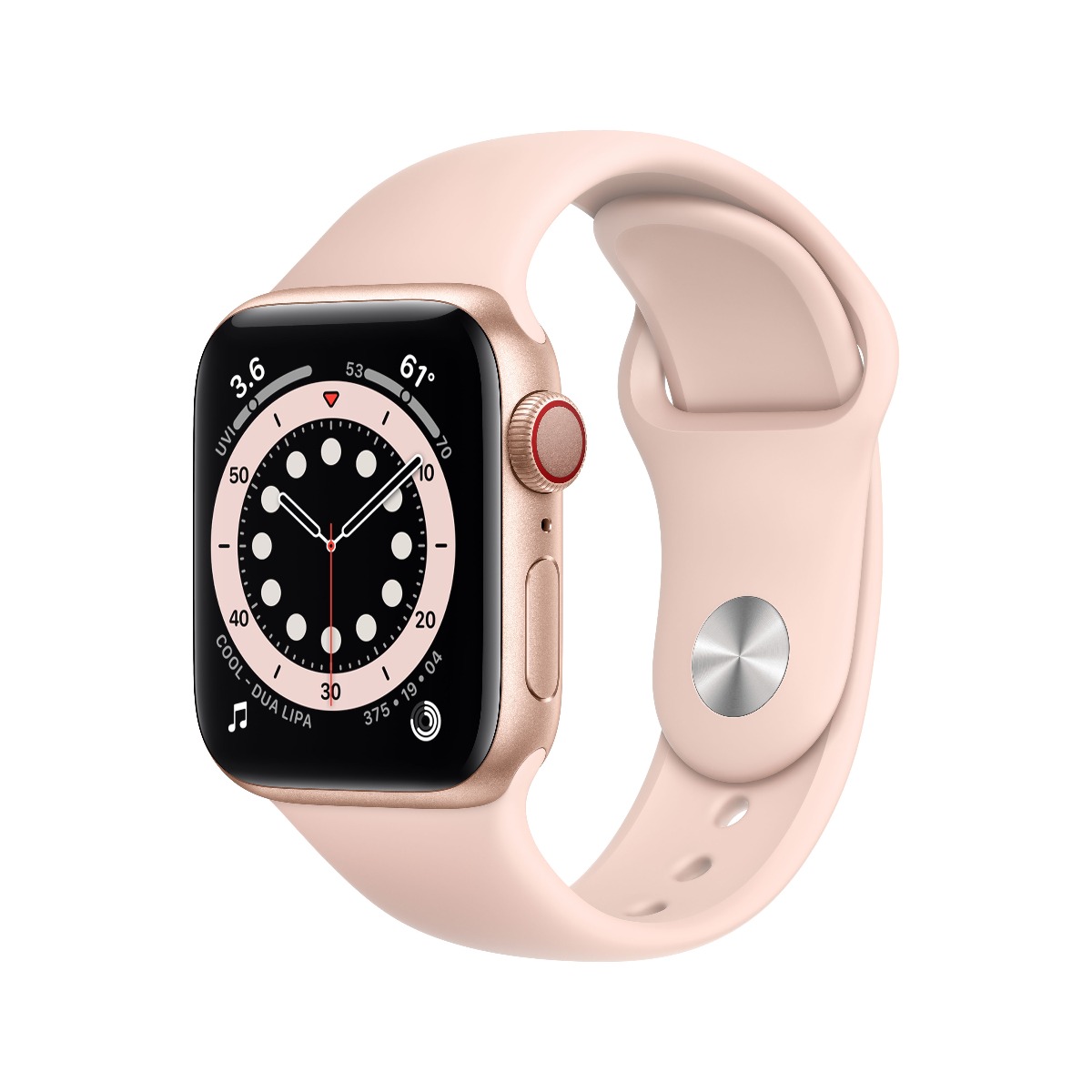 Smartwatch apple watch series 6 gps + cellular 40mm 4g carcasa gold aluminium bratara pink sand sport band