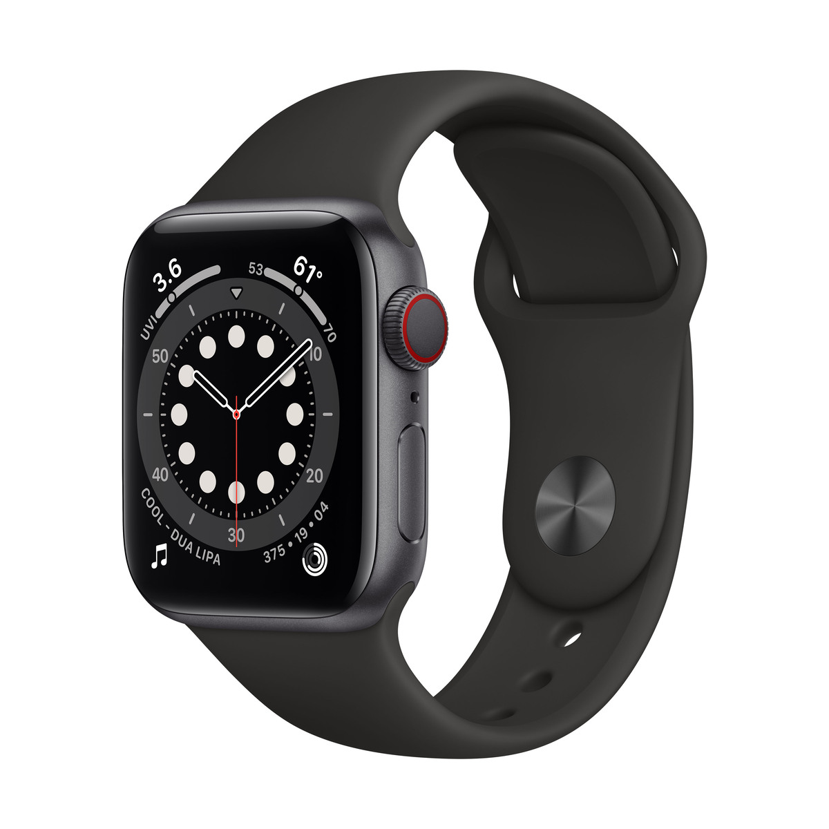 Smartwatch Apple Watch Series 6 GPS + Cellular 40mm 4G Carcasa Space Gray Aluminium Bratara Black Sport Band