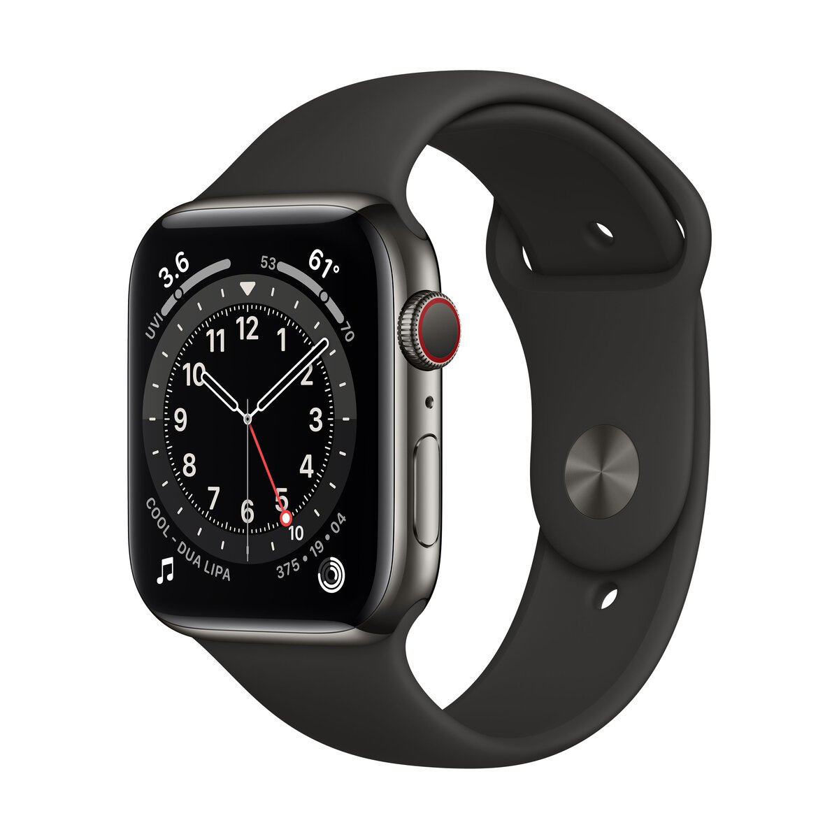 Smartwatch Apple Watch Series 6 GPS + Cellular 44mm 4G Carcasa Graphite Stainless Steel Bratara Black Sport Band
