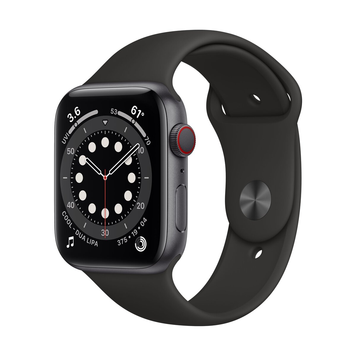 Smartwatch apple watch series 6 gps + cellular 44mm 4g carcasa space grey aluminium bratara black sport band