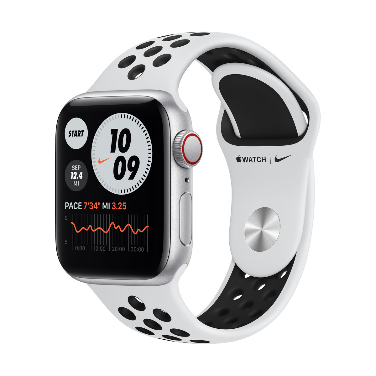 Smartwatch Apple Watch Nike SE GPS + Cellular 40mm 4G Carcasa Silver Aluminium Bratara Pure Platinum/Black Nike Sport Band