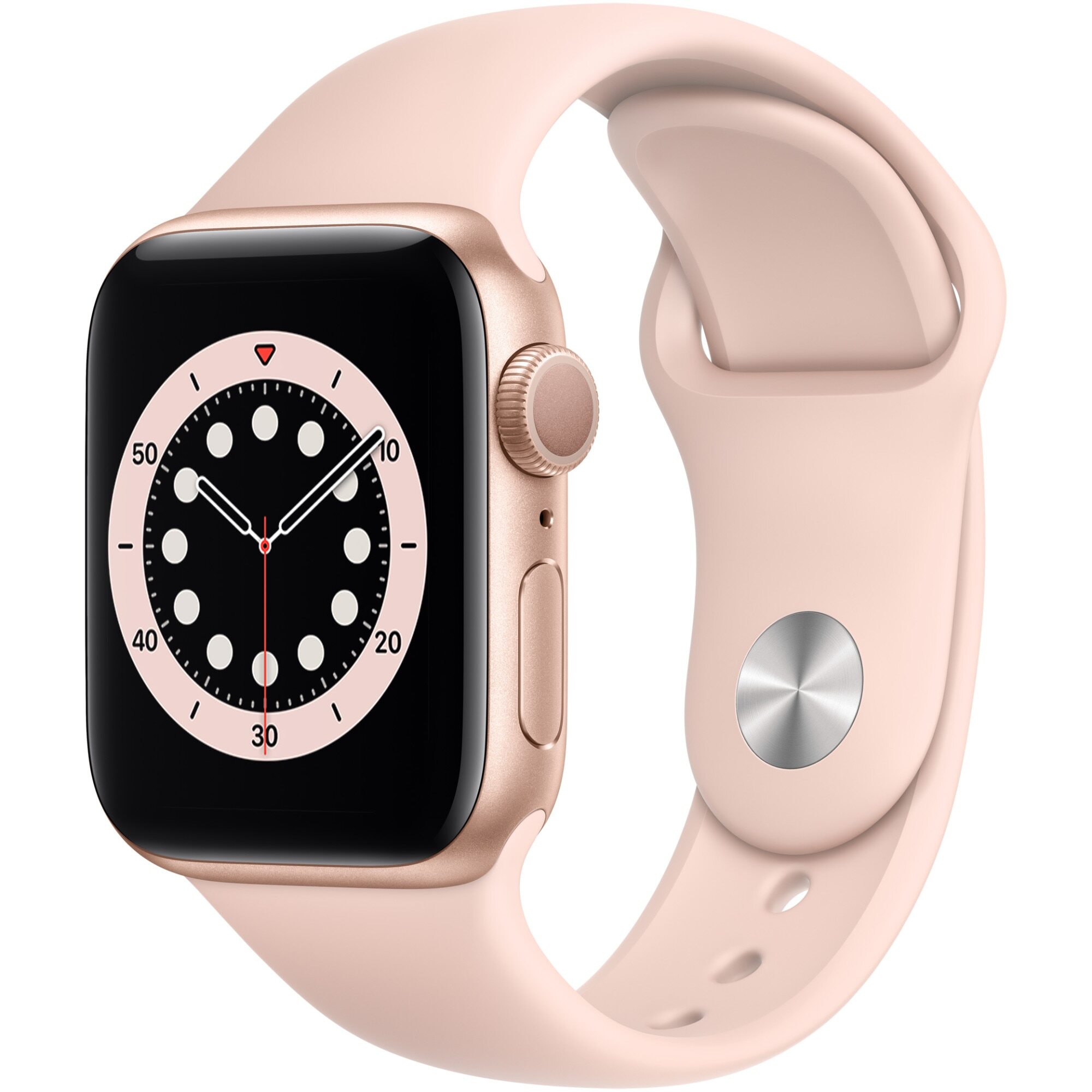 Smartwatch apple watch series 6 gps 40mm carcasa gold aluminium bratara pink sand sport band
