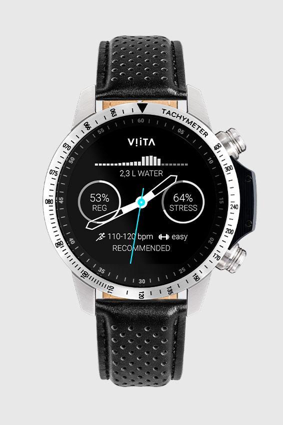 Smartwatch viita active hrv tachymeter 47mm leather black