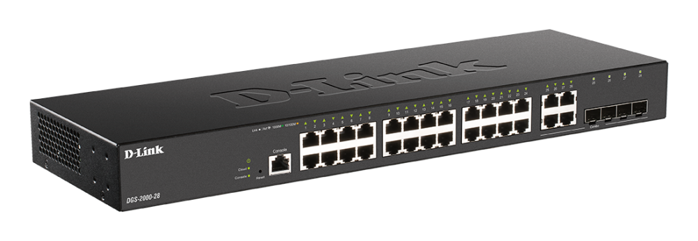Switch d-link dgs-2000-28 cu management fara poe 24x10gbe + 4x10gbe/sfp combo