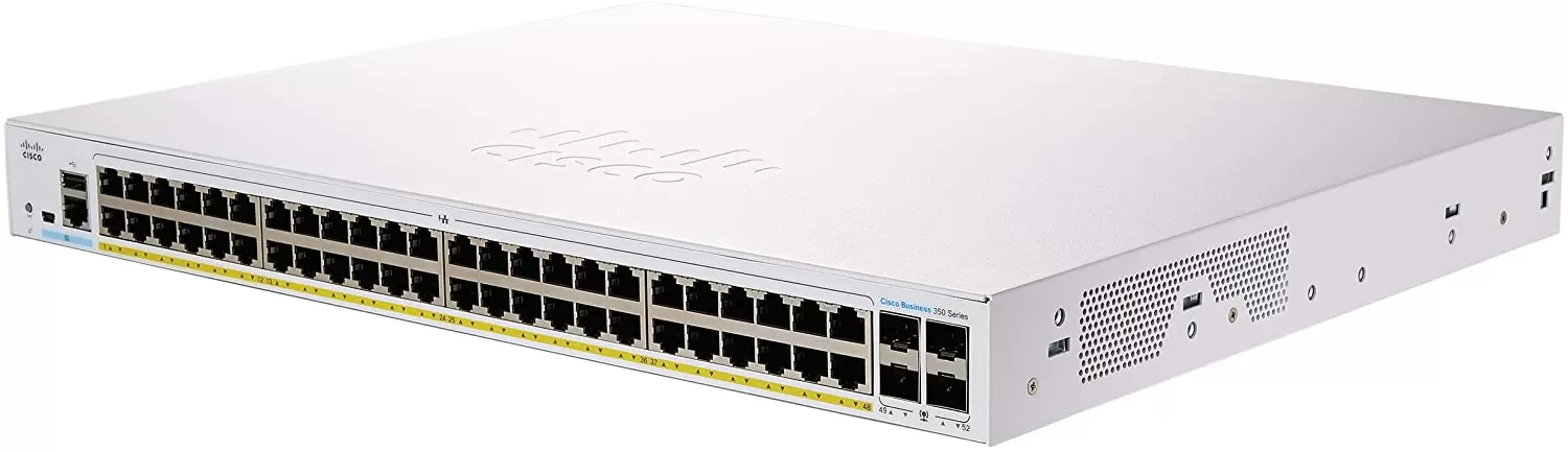 Switch Cisco CBS350-48P-4X cu management cu PoE 48x1000Mbps-RJ45 (48xPoE) + 4xSFP+