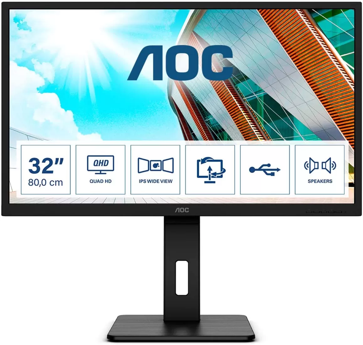 Monitor LED AOC Q32P2 32" QHD 4ms Negru