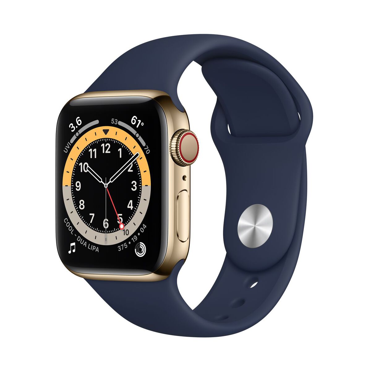 Smartwatch apple watch series 6 gps + cellular 40mm 4g carcasa gold stainless steel bratara deep navy sport band