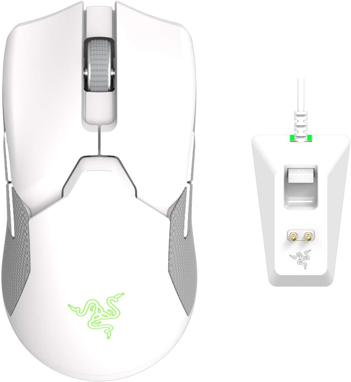 Mouse gaming razer viper ultimate wireless mercury + charging dock
