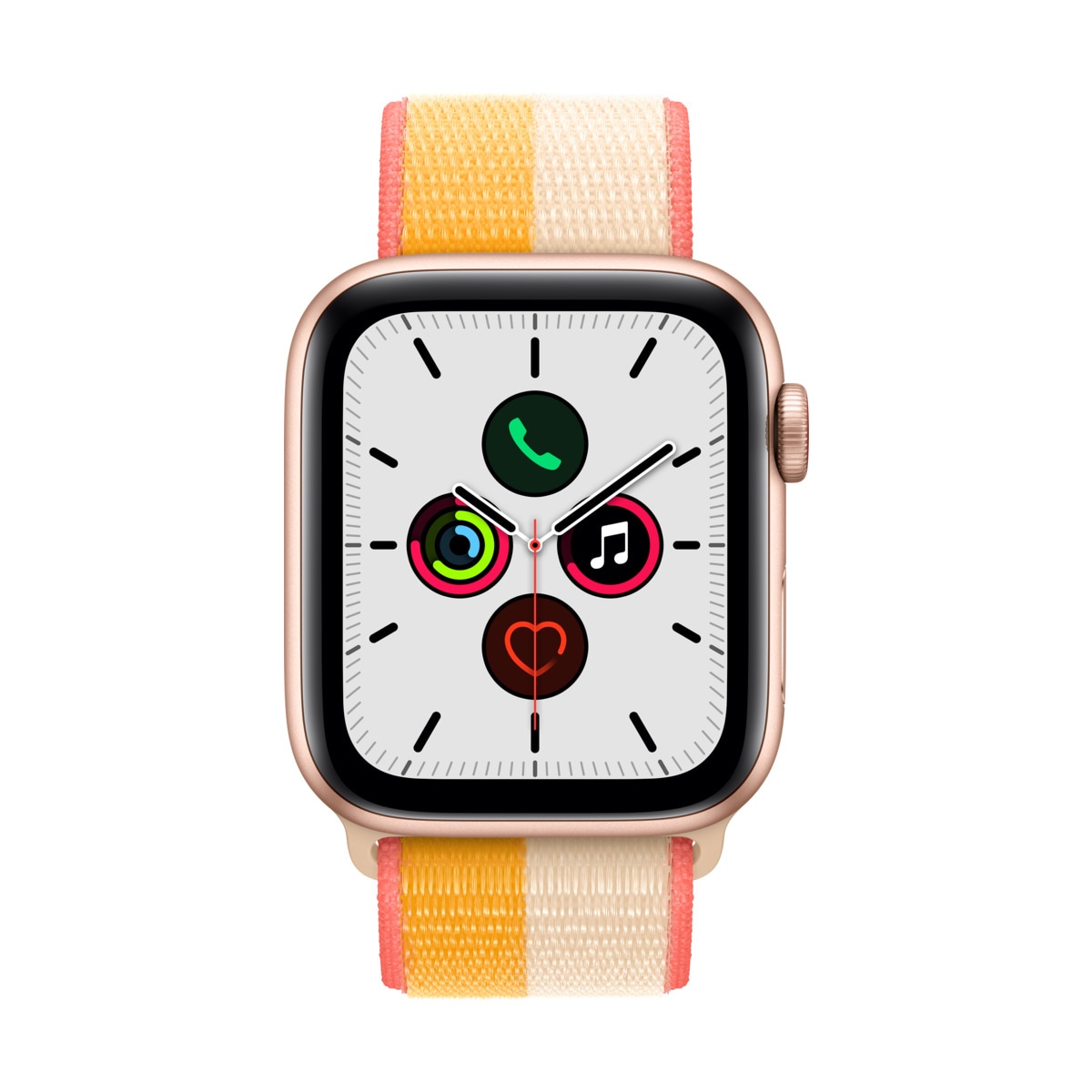 Smartwatch apple watch se gps + cellular 44mm 4g carcasa gold aluminium bratara maize/white sport loop