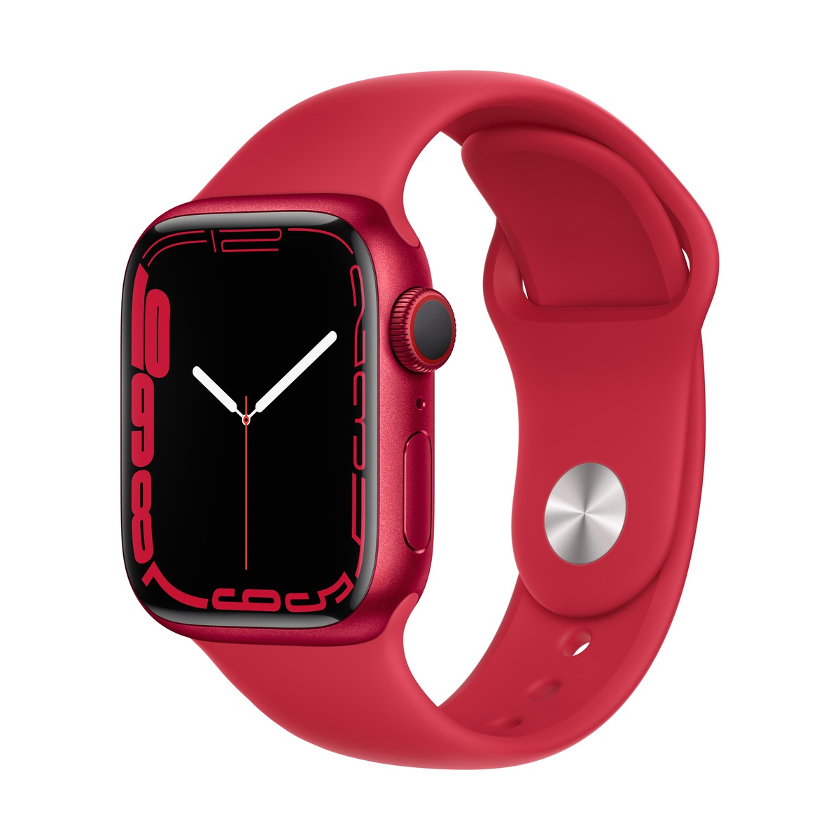 Smartwatch apple watch series 7 gps + cellular 41mm 4g carcasa red aluminium bratara red sport band