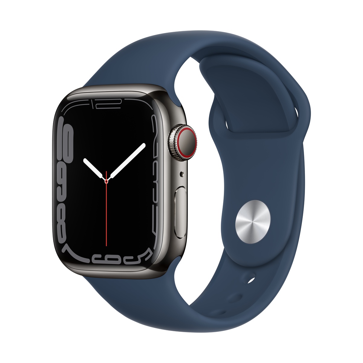 Smartwatch apple watch series 7 gps + cellular 41mm 4g carcasa graphite stainless steel bratara abyss blue sport band