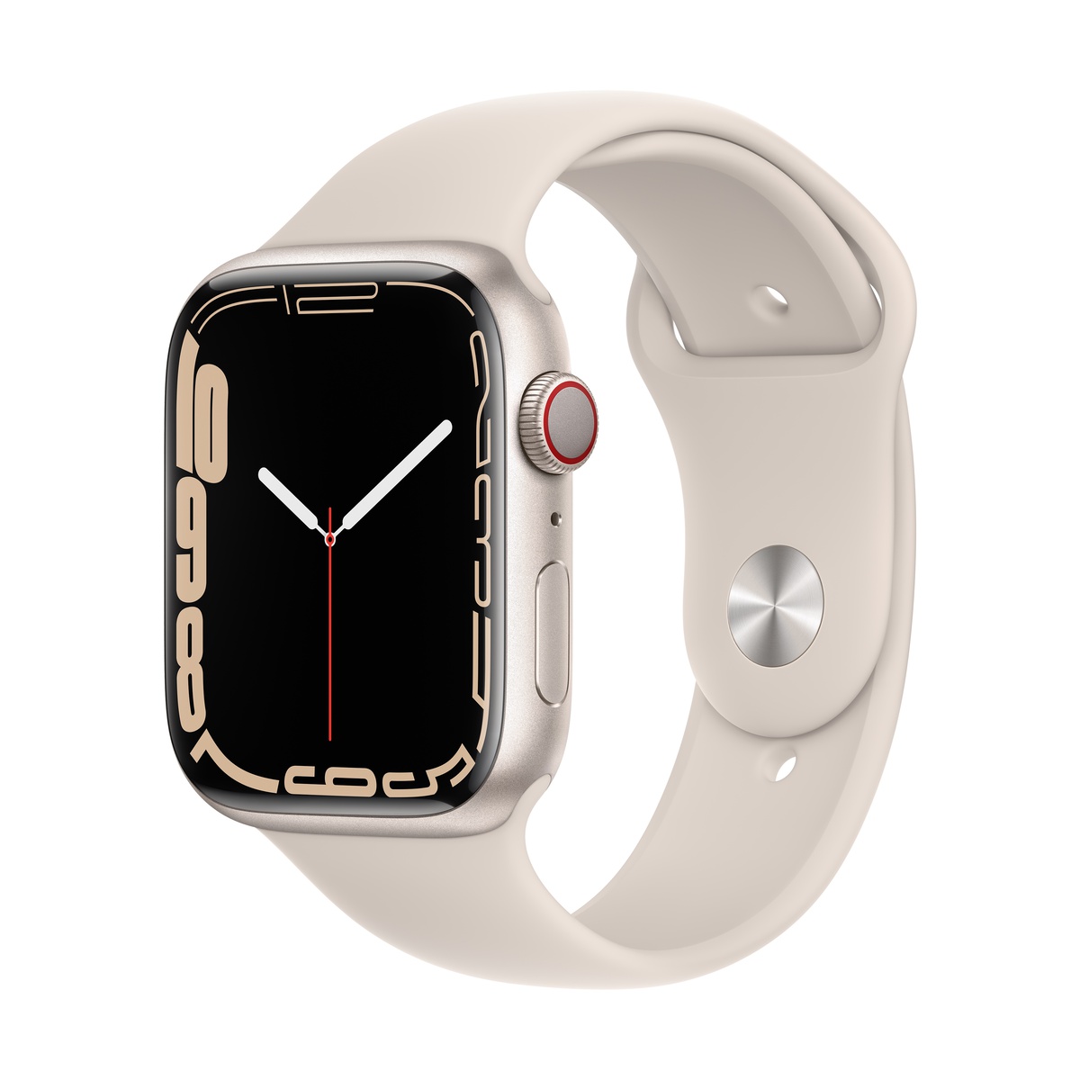 Smartwatch apple watch series 7 gps + cellular 45mm 4g carcasa starlight aluminium bratara starlight sport band