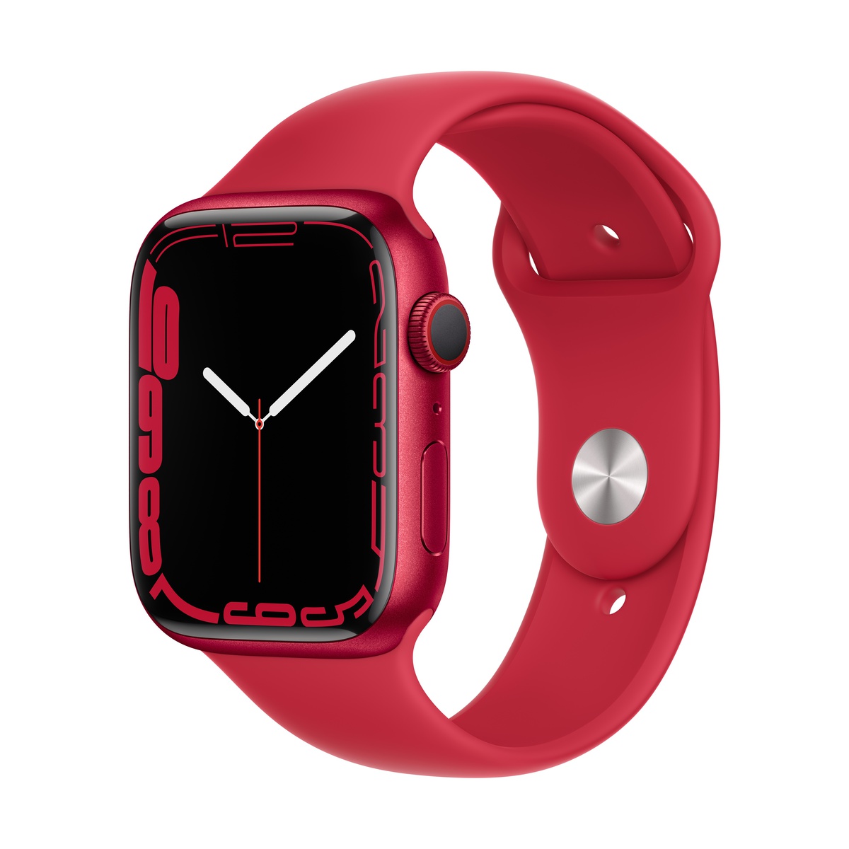 Smartwatch apple watch series 7 gps + cellular 45mm 4g carcasa red aluminium bratara red sport band