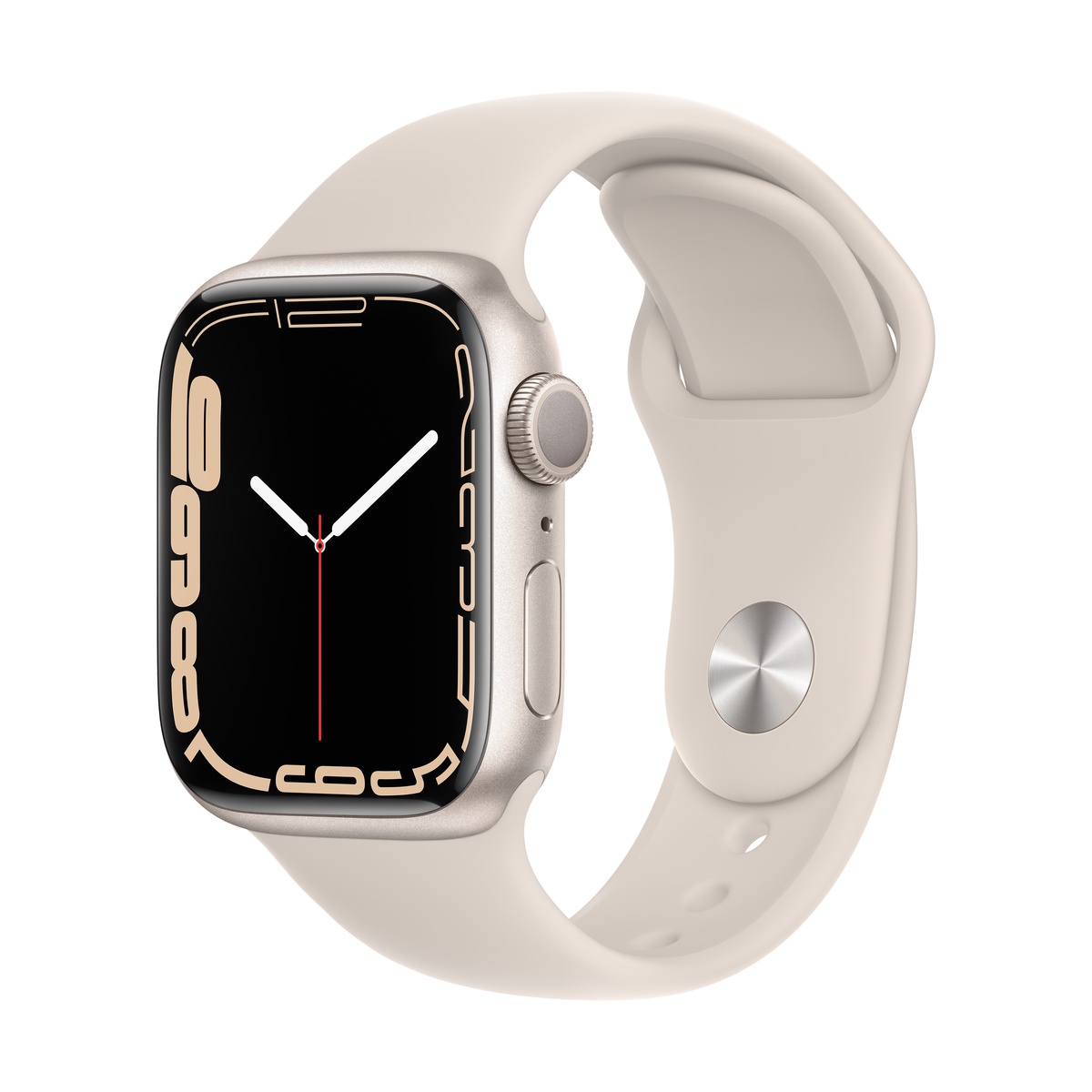 Smartwatch apple watch series 7 gps 41mm carcasa starlight aluminium bratara starlight sport band