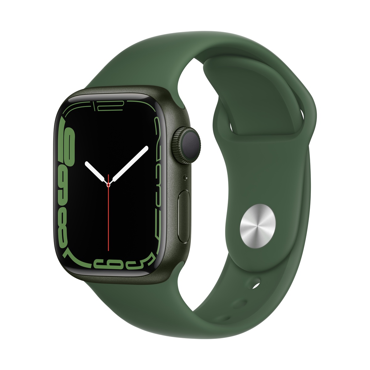 Smartwatch apple watch series 7 gps 41mm carcasa green aluminium bratara clover sport band