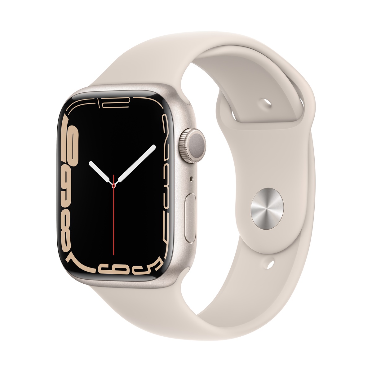 Smartwatch apple watch series 7 gps 45mm carcasa starlight aluminium bratara starlight sport band