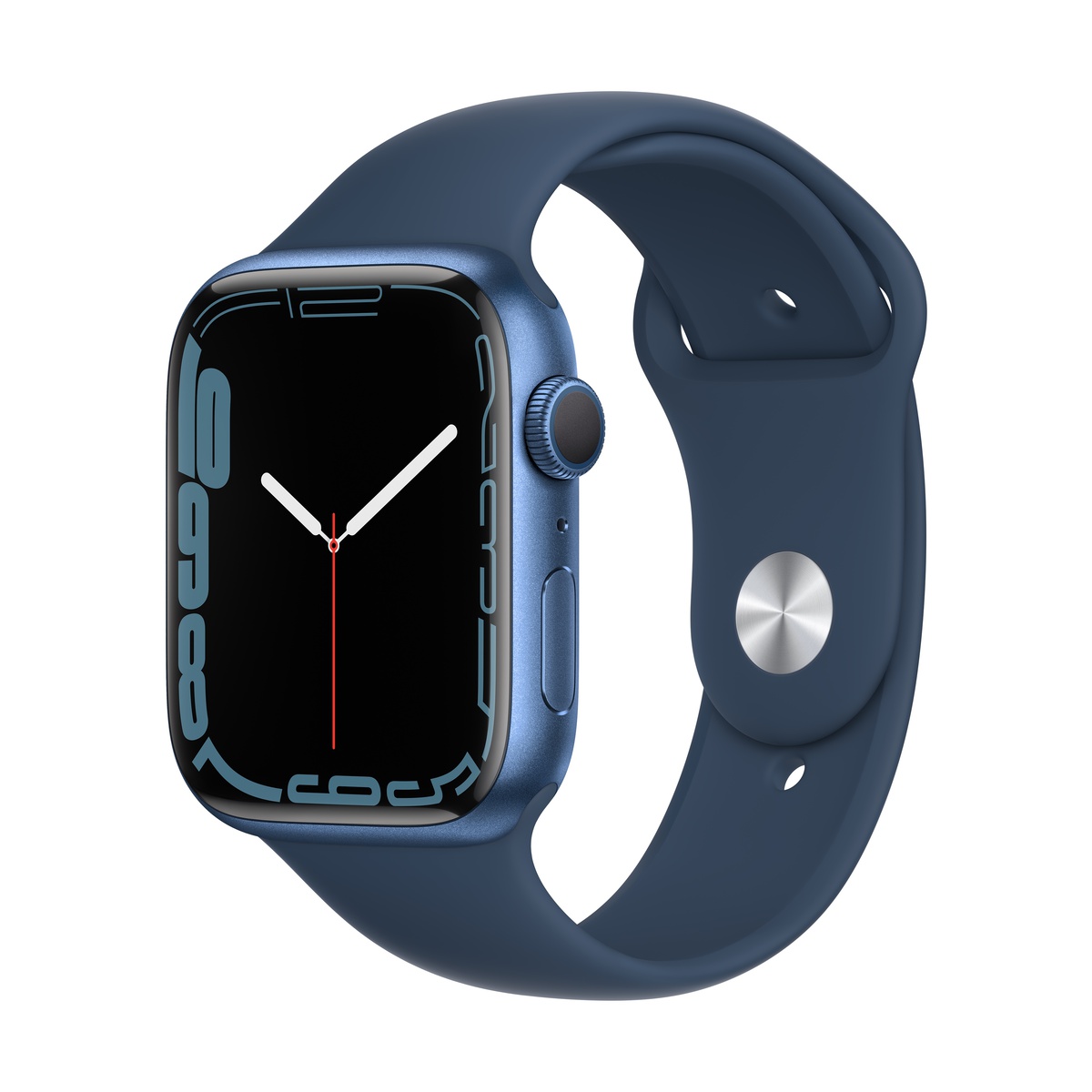 Smartwatch apple watch series 7 gps 45mm carcasa blue aluminium bratara abyss blue sport band