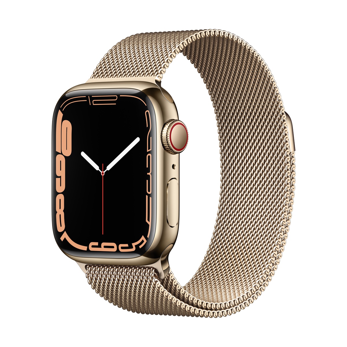Smartwatch apple watch series 7 gps + cellular 41mm 4g carcasa gold stainless steel bratara gold milanese loop