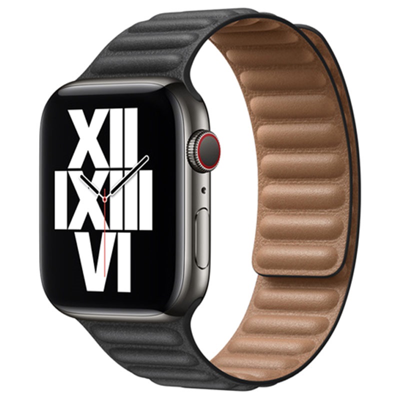 Curea smartwatch apple pentru apple watch 44mm black leather link large
