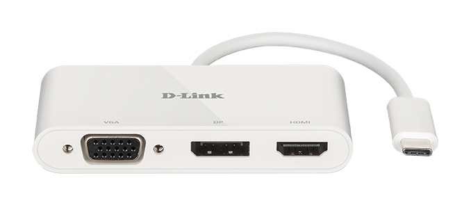 Hub usb d-link dub-v310 3 in 1 usb-c to hdmi/vga/displayport
