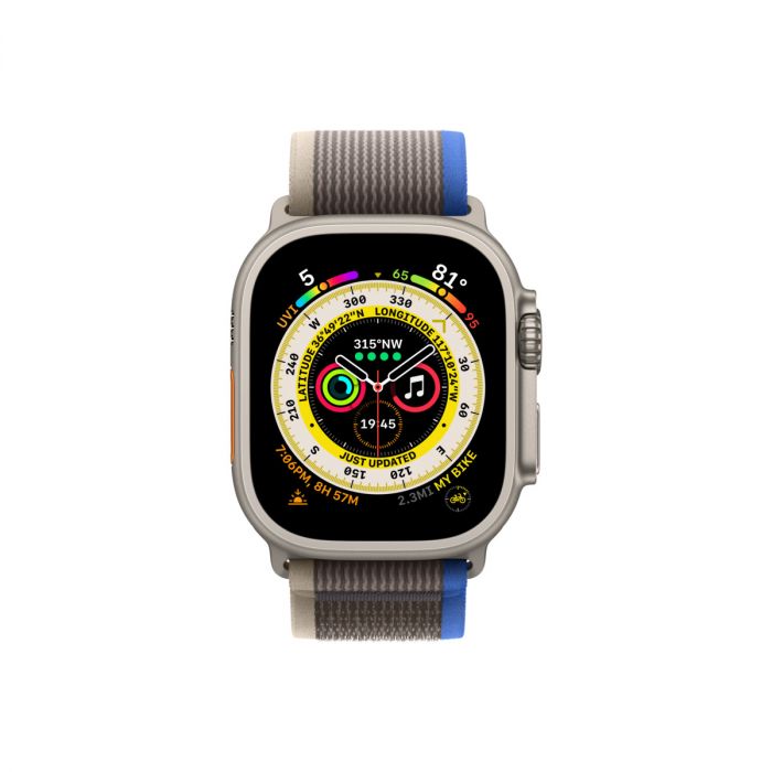 Smartwatch apple watch ultra gps + cellular 49mm carcasa titanium with blue/gray trail loop - m/l