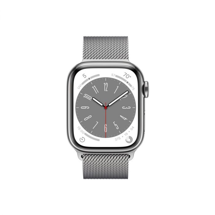 Smartwatch apple watch 8 gps + cellular 45mm carcasa silver stainless steel case silver milanese loop