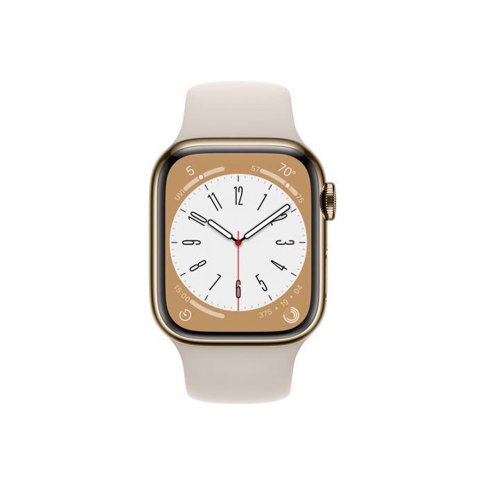 Smartwatch apple watch 8 gps + cellular 45mm carcasa gold stainless steel case starlight sport band